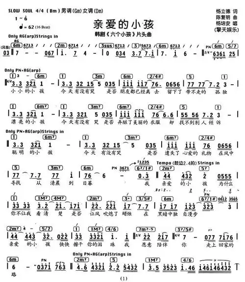 亲爱的小孩(编配乐谱)简谱(图1)