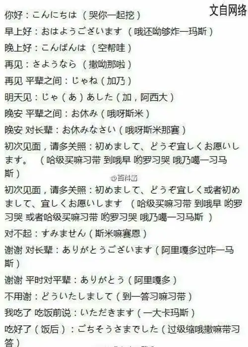 简单常用日语短语