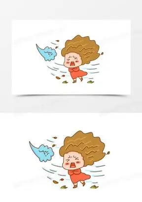 手绘卡通被大风吹的人表情包免抠元素