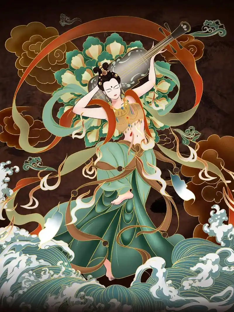 敦煌飞天插画#手绘 #敦煌飞天 #敦煌 #图文 - 抖音