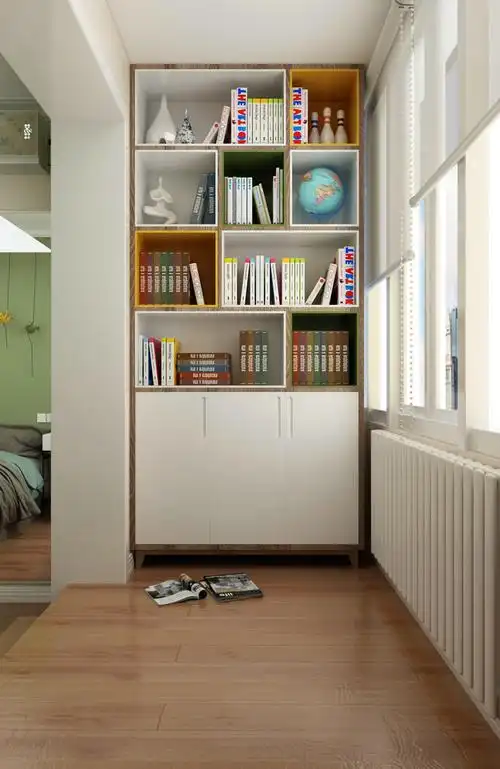 三居室现代简约之家阳台书柜图片_齐家网装修效果图