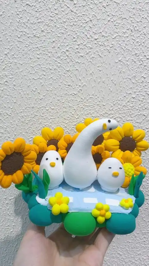 粘土手工向日葵小鸭08