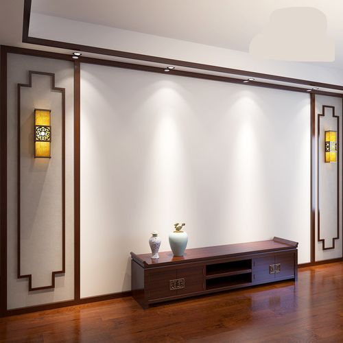 悦妍 塑料扣板吊顶 新中式电视背景墙线条实木吊顶装饰花格造型客厅