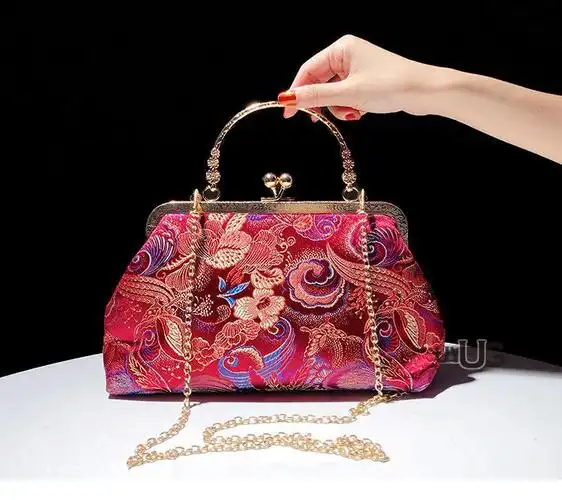 uyug中式婚礼手提包喜婆婆手拎包女宴会名媛时尚手拿晚宴包旗袍小手包