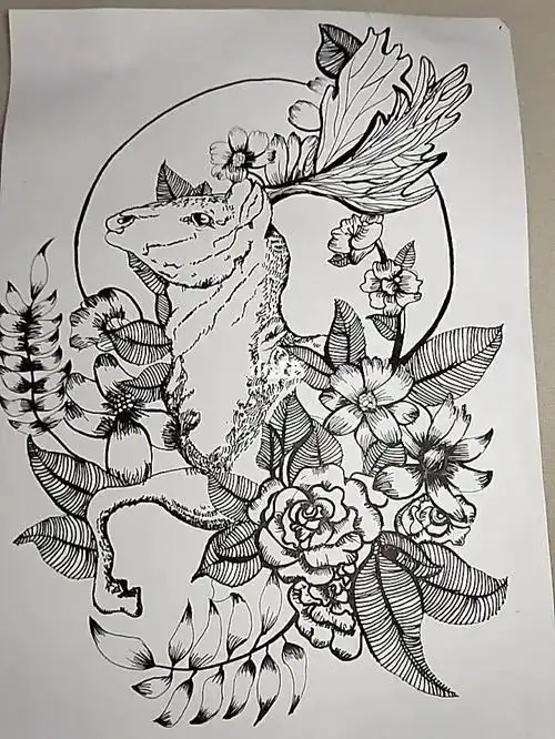 黑白装饰画麋鹿04