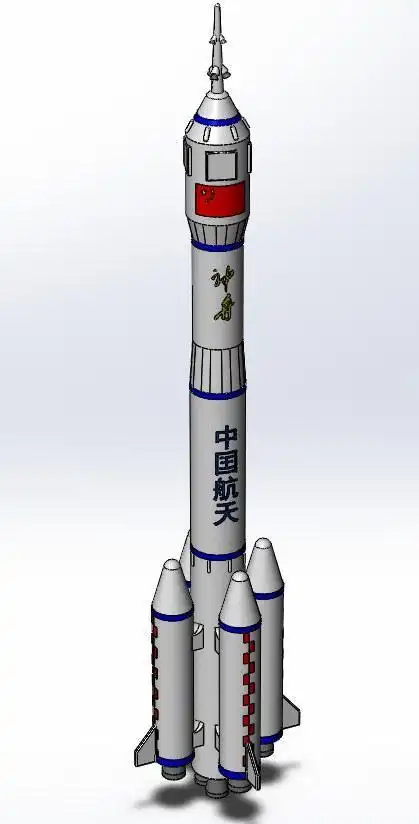 中国神舟飞船,长征2f载人运载火箭3d模型下载_三维模型_solidworks