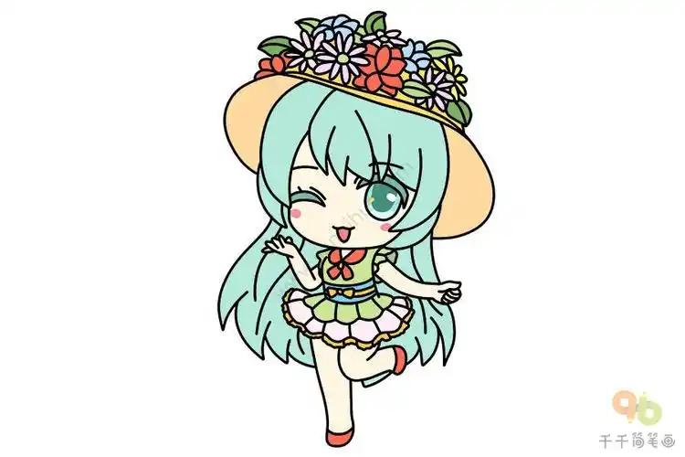 萌系动漫少女简笔画活泼可爱的动漫女孩简笔画