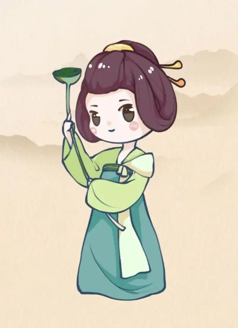 q版手绘汉服少女|古风少女简笔画 轻罗小扇,笑靥如花;海棠树下,不负