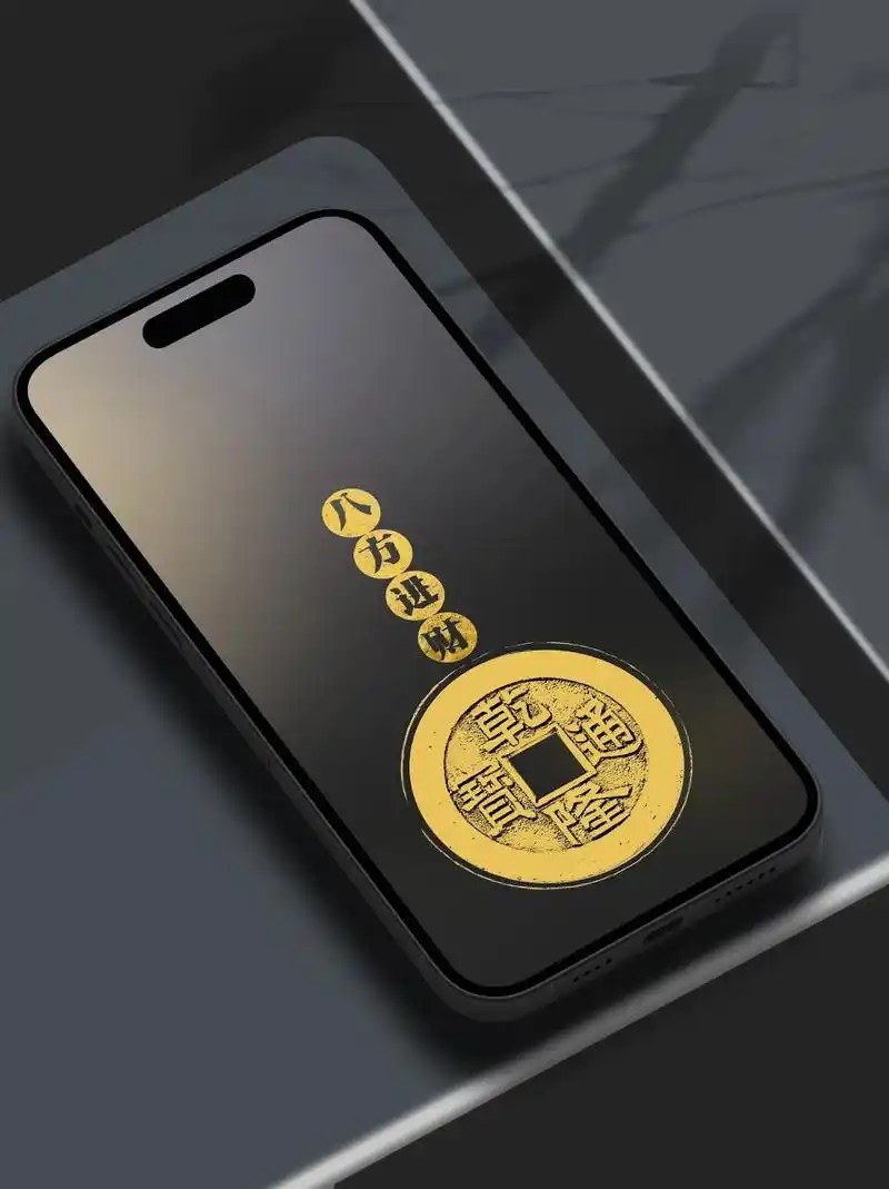 八方进财 古钱币乾隆通宝 4k高清手机壁纸 八方进财 古钱币乾隆通宝