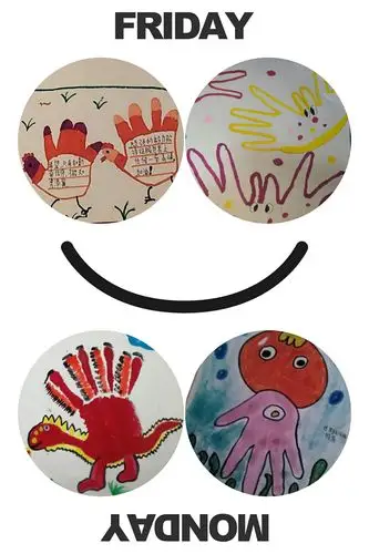 教学目标: 一,让学生认识手掌画,了解创作手掌画的基本方法.