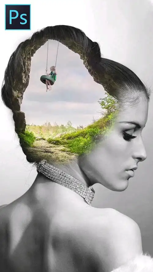 ps合成双重曝光效果,学会可以制作各种创意海报哦!#双重曝光