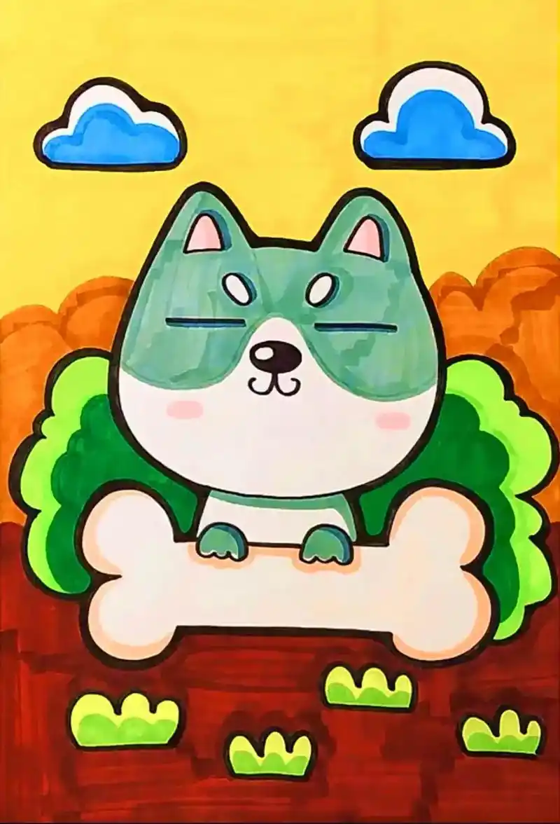 幼儿小动物简笔画马克笔创意儿童画简笔画.#创作灵感 #小yu - 抖音