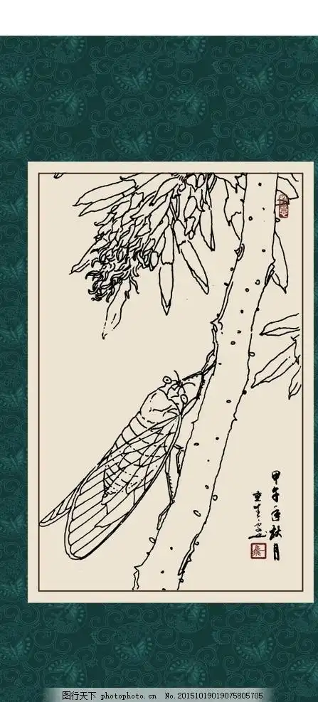 工笔画 白描 黑白稿 手绘