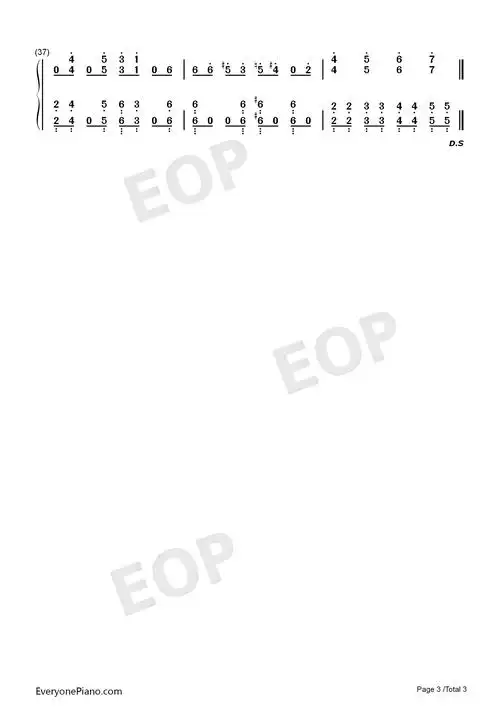 植物大战僵尸泳池bgm-eop教学曲双手简谱预览3