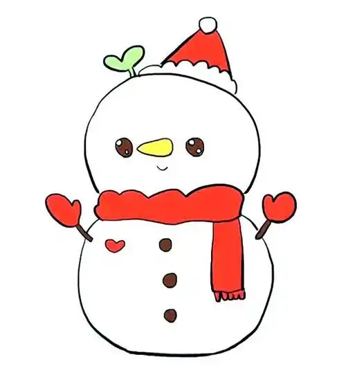 步骤八:给圣诞雪人涂上漂亮的颜色.