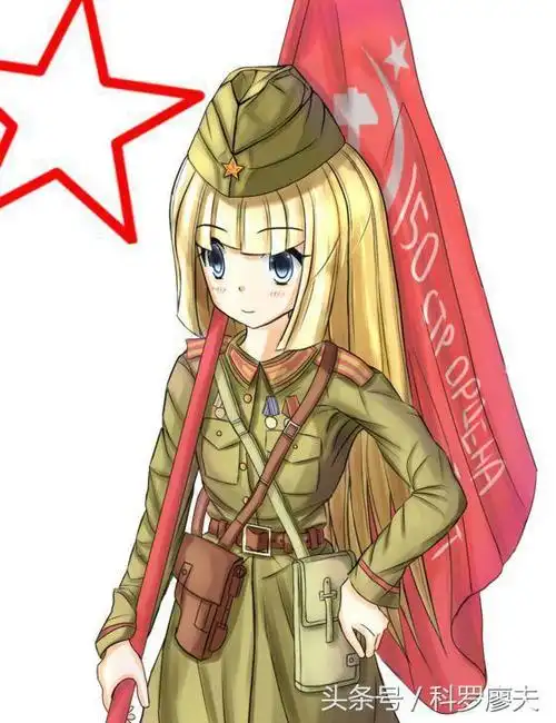 美少女身穿苏军1943年夏季军服.