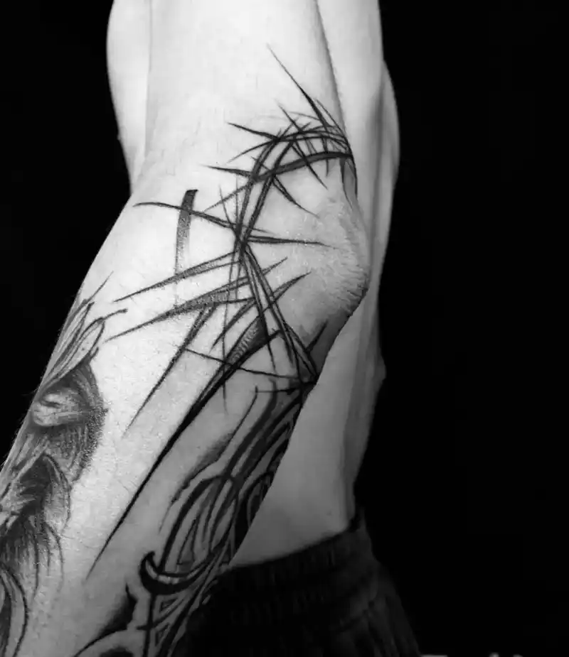 荆棘/手肘.最痛的位置留给最狠的图 #原创设计 #手绘 #艺 - 抖音