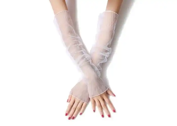 爆款夏季防晒袖套蕾丝网纱透气长款手臂套冰袖假袖子两用脚套薄女_7折