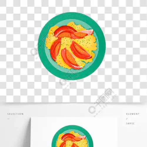 手绘美食插画番茄炒蛋食物家常菜谱