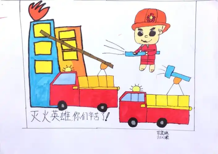 六2班消防安全宣传画