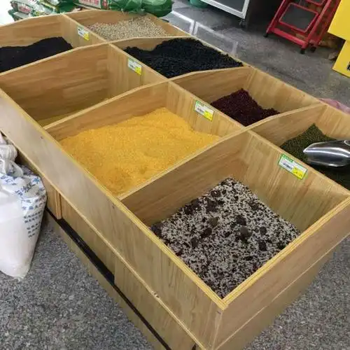 超市五谷杂粮展示柜散装零食货架展示架食品干果瓜子杂粮柜米粮桶8格