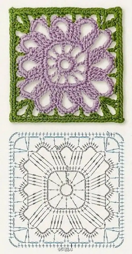 【贝西海の分享】#钩针 花片 杯垫 图解 分享#方形花片&杯垫分享