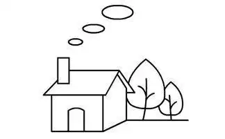 简笔画高楼房子和树