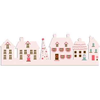 卡通手绘粉色建筑物