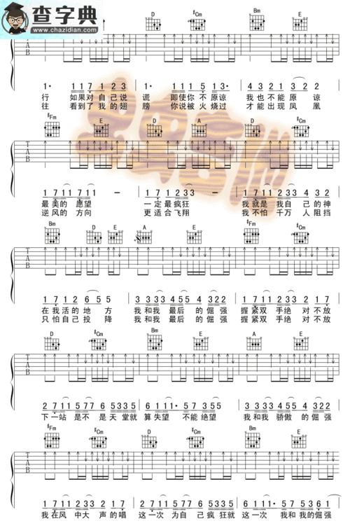 倔强吉他谱_五月天倔强c调吉他曲谱