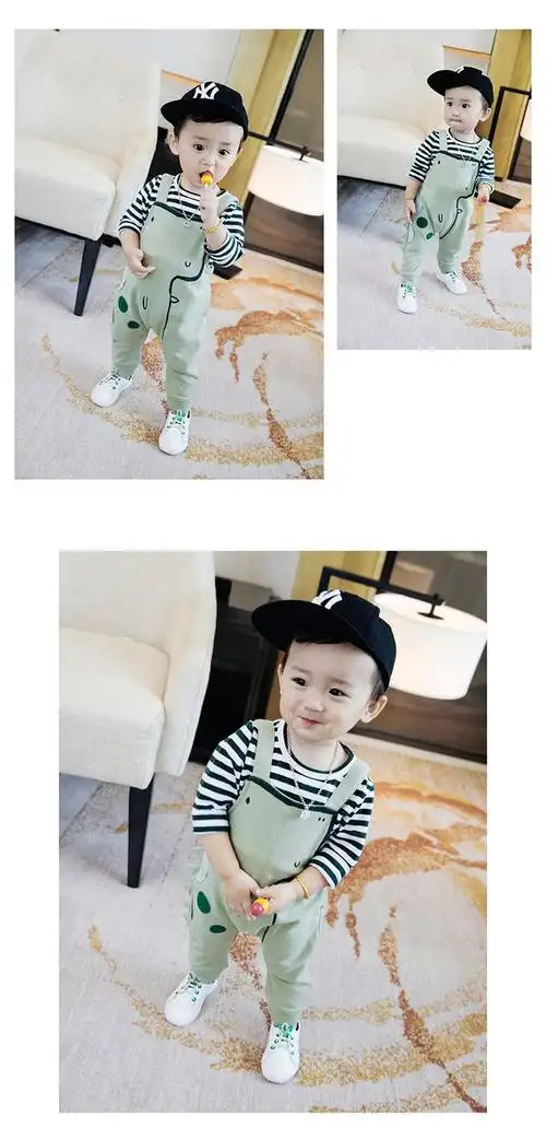 一岁半男宝宝秋装套装1-3潮2017新款韩版婴幼儿童装背带裤两件套