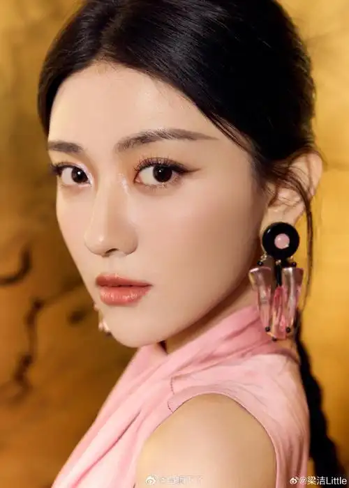 梁洁粉红女郎##梁洁新中式丝绸裙