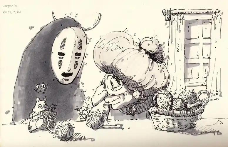 画了一些宫崎骏动画速写 向宫老致敬