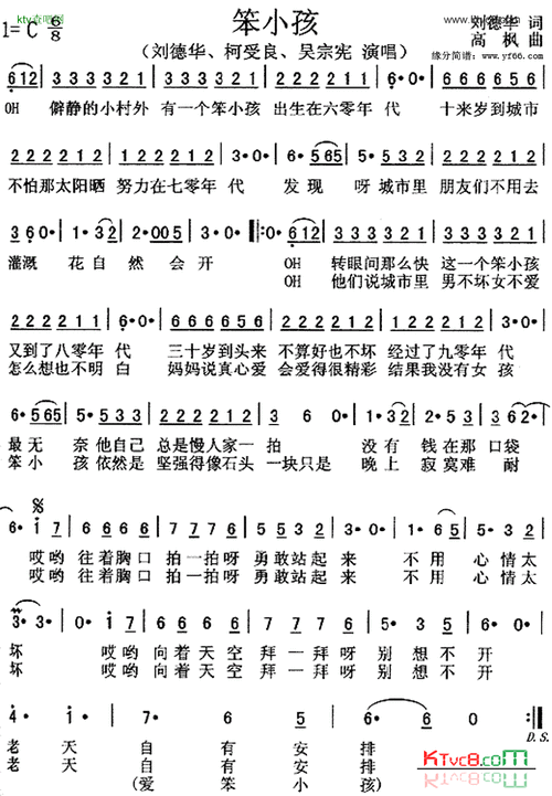 笨小孩简谱-刘德华演唱-看谱啦