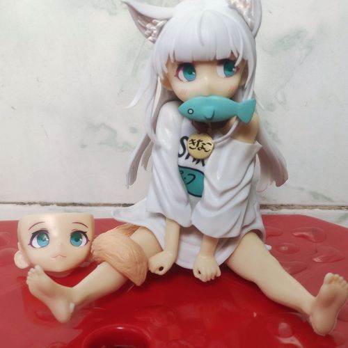 优质版 坐姿美少女黄豆粉 猫娘模型动漫二次元桌面摆件白发版