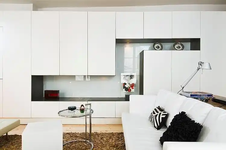 客厅整体储物柜装修效果图白色墙柜设计图