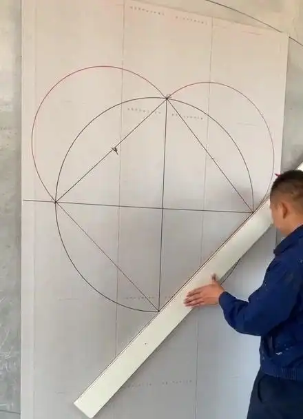 木工尺规直边心形放样