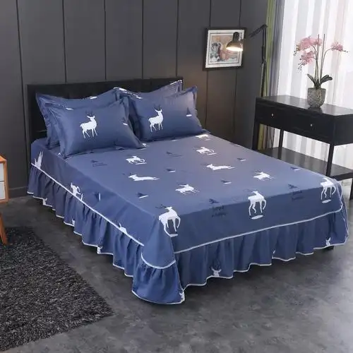 纯棉床裙单件全棉荷叶边加厚蕾丝1.5米1.8单双人床罩床单防尘床套