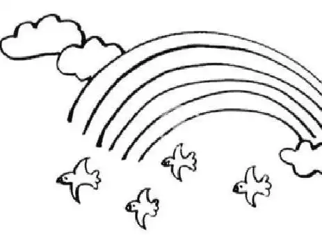 雨后的彩霞的简笔画