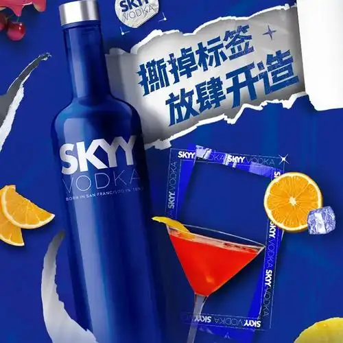 有温度的江河skyyvodka深蓝伏特加原味750ml蓝天鸡尾酒基酒特调洋酒