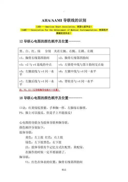 心电图机导联位置