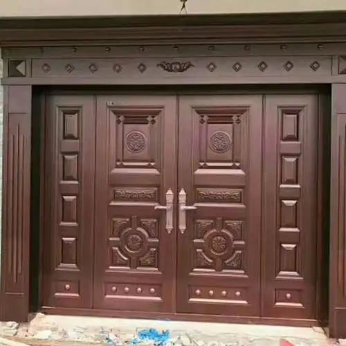 铝合金仿铜大门别墅对开家用双开门农村进户对开大门入户庭院大门