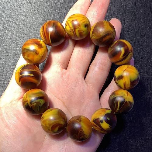 新款金丝蜜蜡香珀手串男女生士蜜蜡圆珠情侣手链蜜蜡圆珠文玩佛珠