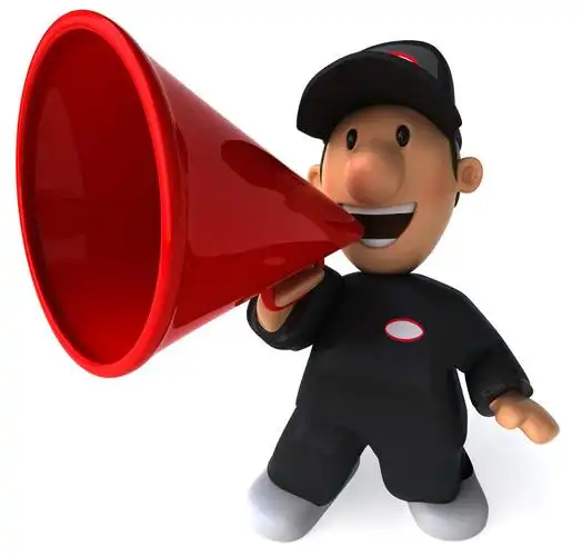 拿喇叭喊话的卡通小人