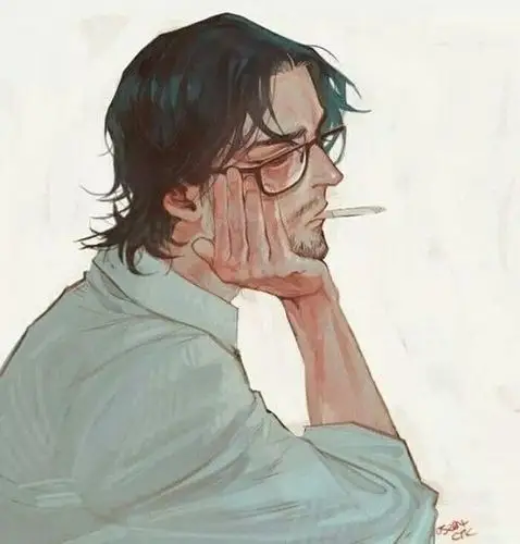 用手托下巴的男生头像