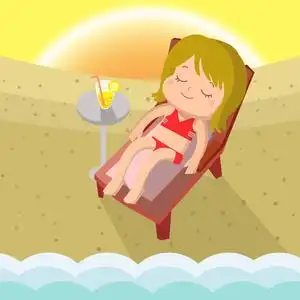 女孩晒日光浴的吉祥物卡通伟大的任何使用.矢量 eps10照片