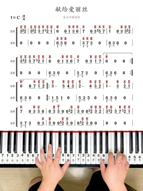 钢琴弹奏《献给爱丽丝》简谱 动态谱-度小视