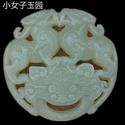 岫玉复古镂空双龙玉佩古装拍摄玉兽面吊坠古风装饰玉坠古玩玉器