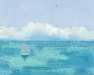 画素材背景唯美清新手绘蓝色航海日夏天夏日大海海洋帆船远航航海日