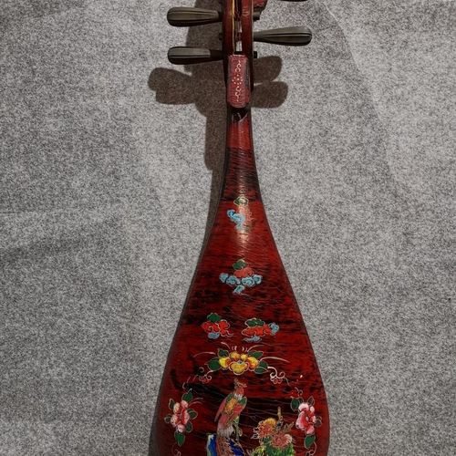 古玩旧藏老漆器描金彩绘琵琶古代乐器高档送人摆件专业演奏用琴