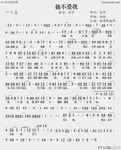 他不爱我——金莎 简谱 歌谱